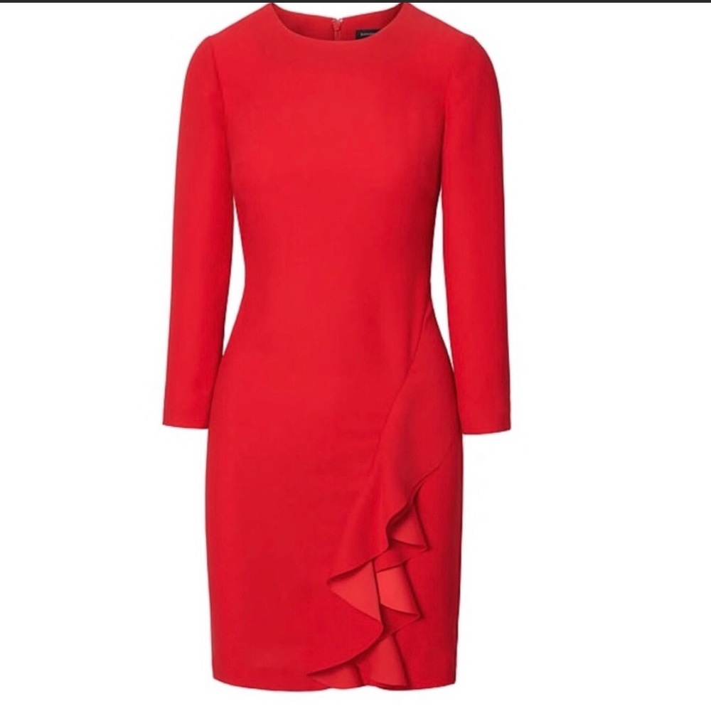 Red Ruffle Shift Dress ❤️